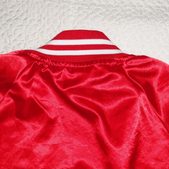 Red Satin Jacket Auburn UNISEX USA New Deadstock Vintage EXCELLENT - Picture 6 of 6